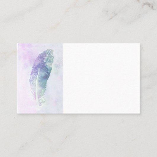 waterverf Feather Art Blue Custom Design Visitekaartje (Achterkant)