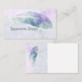 waterverf Feather Art Blue Custom Design Visitekaartje (Voorkant / Achterkant)