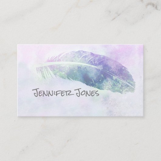 waterverf Feather Art Blue Custom Design Visitekaartje (Voorkant)