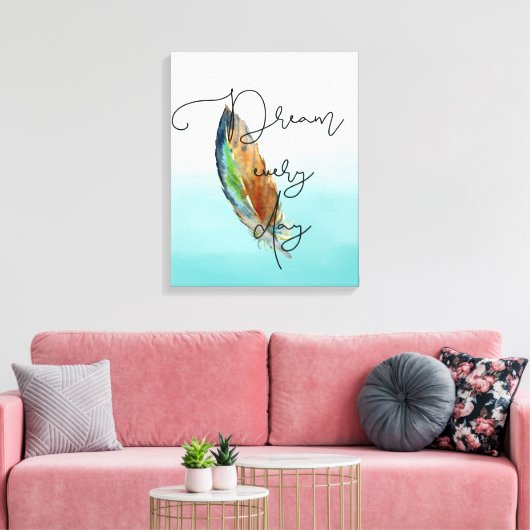 Waterverf Feather Dream Canvas Afdruk (Insitu (Woonkamer))