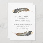 Waterverf Feather Duo repetitie diner Kaart (Voorkant / Achterkant)