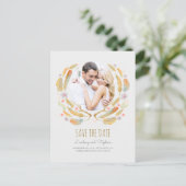 Waterverf Feathers Antlers Foto Sla de datum op Aankondigingskaart (Staand voorkant)