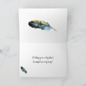 Waterverf Feathers Boho Happy Birthday Kaart (Binnen)