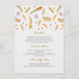 Waterverf Feathers Boho Wedding Informatie Informatiekaartje