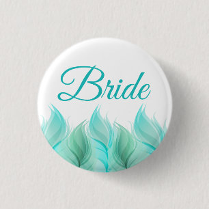 Waterverf Feathers Bride Ronde Button 3,2 Cm