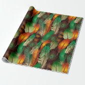 Waterverf Feathers Cadeaupapier (Uitgerold)