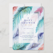 Waterverf Feathers Chic Bohemian Boy Baby shower Kaart (Voorkant)