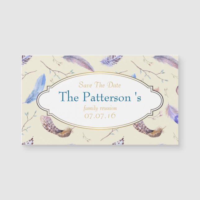 Waterverf Feathers Familiereünie Save The Date (Voorkant)