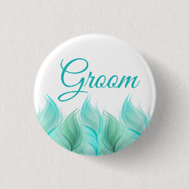 Waterverf Feathers Groom Ronde Button 3,2 Cm
