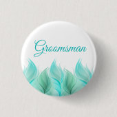 Waterverf Feathers Groomsman Ronde Button 3,2 Cm (Voorkant)