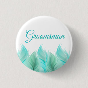 Waterverf Feathers Groomsman Ronde Button 3,2 Cm