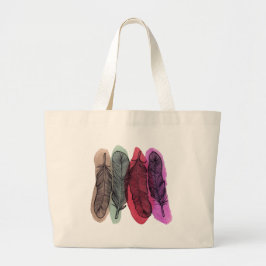Waterverf Feathers Grote Tote Bag