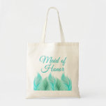 Waterverf Feathers Maid of Honor Wedding Tote Bag<br><div class="desc">Dit lichte en luchtige ontwerp is voorzien van waterverf veren in koele tinten blauw, aqua en groen. Het staat in het teken van het "Waterverf Feathers Wedding Collectie". Gebruik voor huwelijksgunsten of als een gemaksitem op bestemming bruiloften. Tassen zijn beschikbaar in dit ontwerp voor het hele bruidsfeest en zijn er...</div>