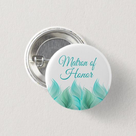 Waterverf Feathers Matron of Honor Ronde Button 3,2 Cm (Voorkant /achterkant)