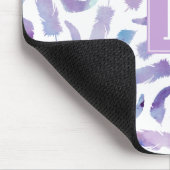 Waterverf Feathers Patroon en Monogram Muismat (Hoek)