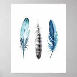 Waterverf Feathers Poster