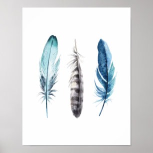 Waterverf Feathers Poster