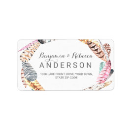Waterverf Feathers Rustic Bohemian Wedding Etiket