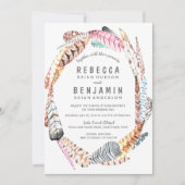 Waterverf Feathers Rustic Bohemian Wedding Invite Kaart (Voorkant)
