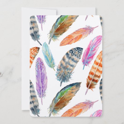 Waterverf Feathers Verjaardag Kaart (Achterkant)