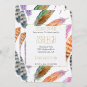 Waterverf Feathers Verjaardag Kaart (Voorkant / Achterkant)