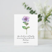 WATERVERF FEBRUARI VIOLETTE GEBOORTEBLOEM DANK U BRIEFKAART (Staand voorkant)