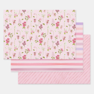 Waterverf Fee Roze Strepen Inpakpapier Vel
