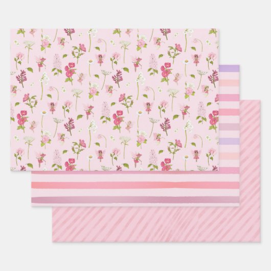 Waterverf Fee Roze Strepen Inpakpapier Vel (Set)
