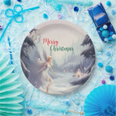 Waterverf fee sneeuwvlok vrolijk kerstboomfeest papieren bordje (Feest)