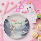 Waterverf fee sneeuwvlok vrolijk kerstboomfeest papieren bordje (Feest)