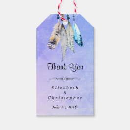 Waterverf feeders bruiloft Dank je Cadeaulabel