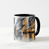 Waterverf feeënmeisje Twilight Magical Night City Mok (Voorkant rechts)