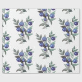 Waterverf feestblauwe kerstblauwe bessen op wit cadeaupapier (Vlak)