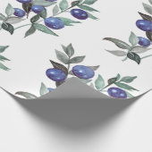 Waterverf feestblauwe kerstblauwe bessen op wit cadeaupapier (Hoek)