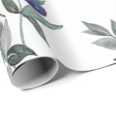 Waterverf feestblauwe kerstblauwe bessen op wit cadeaupapier (Rol Hoek)