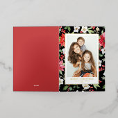 Waterverf feestdag Florals zwarte kerst Folie Feestdagenkaart (Buiten Laag)