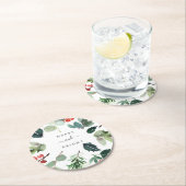 Waterverf feestdag groen toevoegen aangepaste teks ronde kartonnen onderzetter (Insitu)