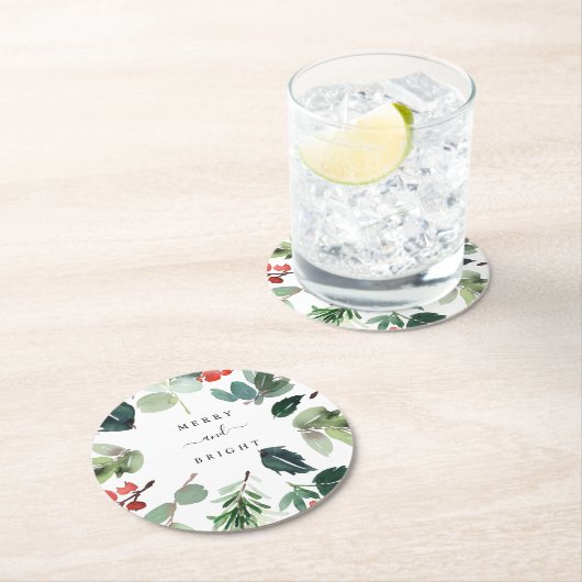 Waterverf feestdag groen toevoegen aangepaste teks ronde kartonnen onderzetter (Insitu)