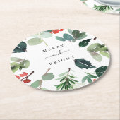 Waterverf feestdag groen toevoegen aangepaste teks ronde kartonnen onderzetter (Gebogen)
