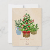 Waterverf feestdag Plant kerstkaart (Voorkant)