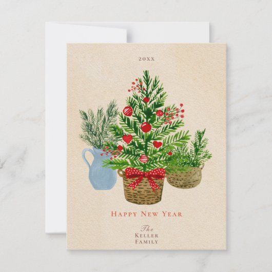 Waterverf feestdag Plant kerstkaart (Voorkant)