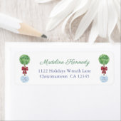 Waterverf Feestdagen Boxwood Red Bow Return Addres Etiket (Insitu)