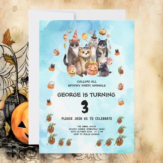 WATERVERF FEESTDIEREN THEMA KINDEREN VERJAARDAGSFE KAART