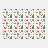 Waterverf Feestelijk Kerstpatroon met Naam Inpakpapier Vel (Voorkant)