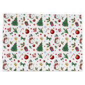 Waterverf Feestelijk & Kleurrijk Kerstpatroon Groot Cadeauzakje (Achterkant)