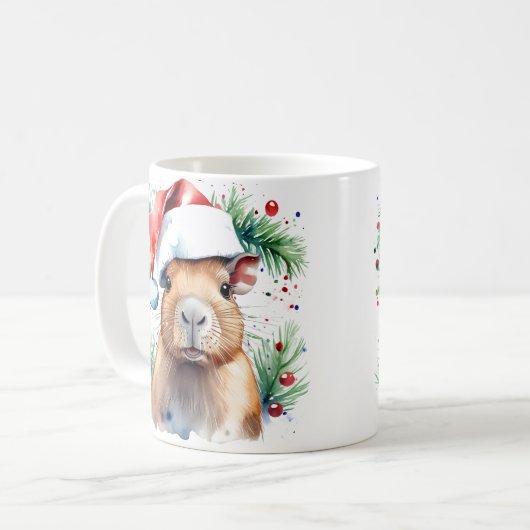 Waterverf feestelijke Capybara kerst Mok (Voorkant links)