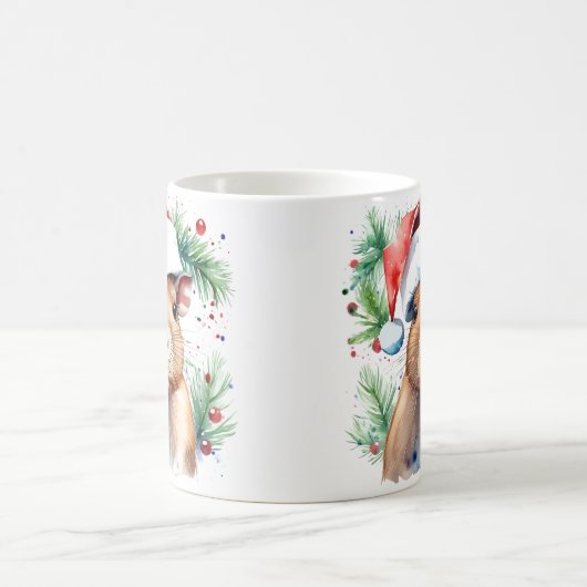 Waterverf feestelijke Capybara kerst Mok (Center)