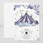 Waterverf feestelijke circusverjaardag kaart (Voorkant / Achterkant)