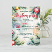 Waterverf Feestelijke Corporate Christmas Party Kaart (Staand voorkant)