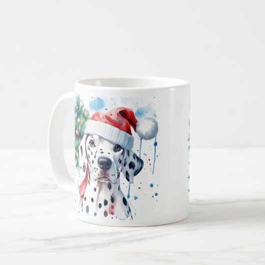 Waterverf Feestelijke Dalmatische Kerst Mok (Voorkant links)